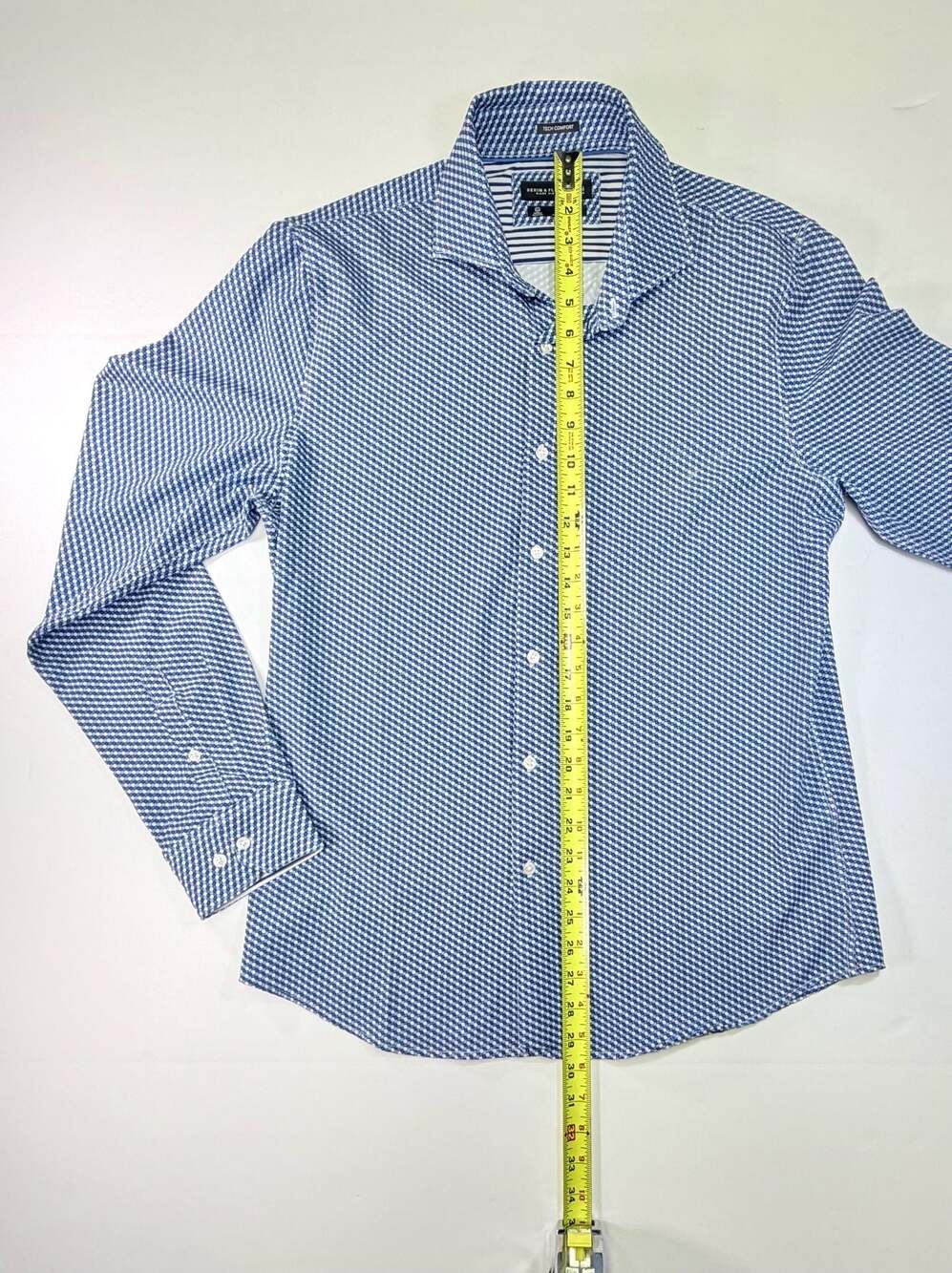 Denim & Flower Ricky Singh Blue Geo Print Tech Comfort Long Sleeve Shirt M - Picture 9 of 11